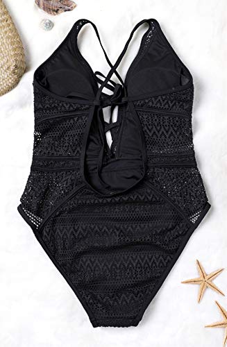 CharmLeaks Women's One Piece Swimming Costume Plunge Cutout Monokini Bathing Suit