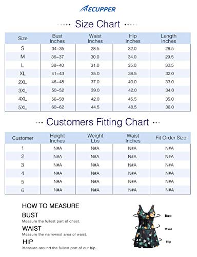 ECUPPER Womens Plus Size Skirted Swimsuit Floral Printed Swimwear Padded Swim Suit Dress with Boy Shorts