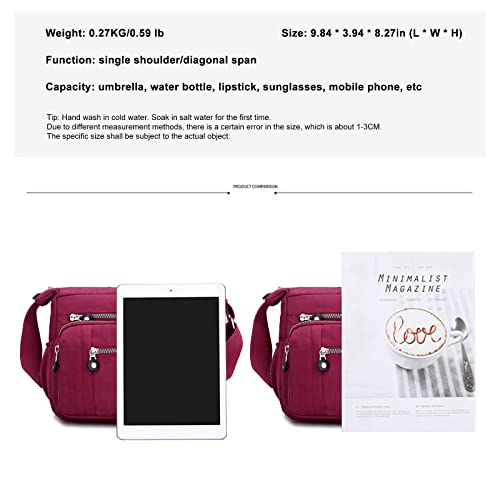 Womens Multi Pocket Casual Canvas Crossbody Bag Travel Purse Messenger Handbag for Shopping Hiking Daily Use