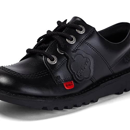 Kickers Unisex Kid's Kick Lo Leather School Shoes,BLACK PATENT