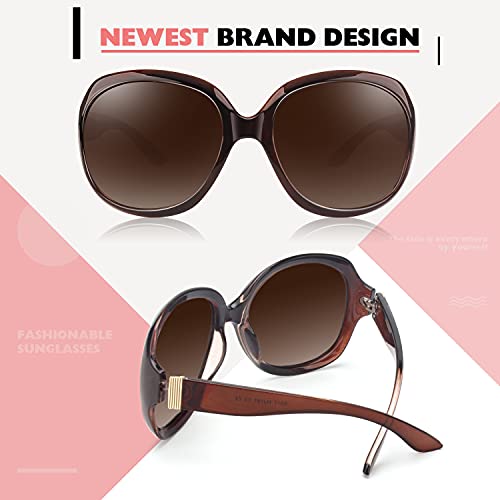 CGID Sunglasses Womens Ladies Polarised Retro Designer Sun Glasses Brown Big Frame Oversized Shades UV Protection Goggles