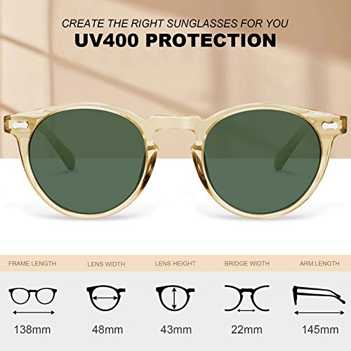 CARFIA Polarised Womens Sunglasses Vintage UV400 Protection Acetate Frame