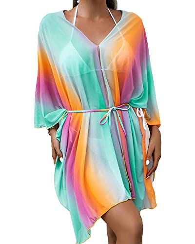 Women Swimsuit Cover Up Bathing Suit Kimono Long Beach Dress Floral Lace Bikini Swim Coverup Sun Protection Clothing