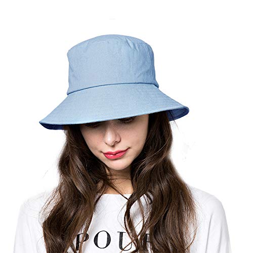 Anycosy Cotton Bucket Hat Women Summer Outdoor Floppy Sun Cap Packable with Big Wide Brim