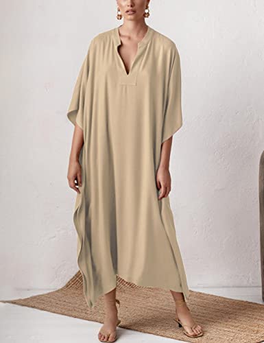 Bsubseach Swimsuit Cover Up for Swimwear Women Kaftan Dresses Summer Caftan with Drawstring