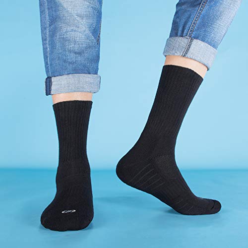 coskefy Cotton Sports Socks Cushioned Running Socks Trainer Socks for Men Women Walking Hiking Trekking Socks, 6 Pairs x black