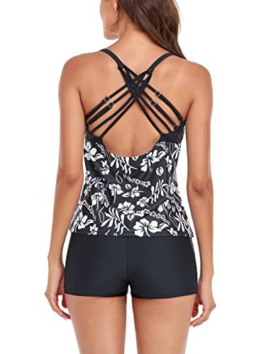 Sixyotie Women’s Swimwear Gradient Color Tankini Set Top with Shorts Low Waist Sporty Swimsuit Bikini