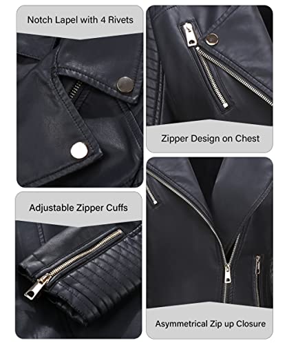 Bellivera Womens Faux Leather Casual Jacket Moto Fall Clothes Coat