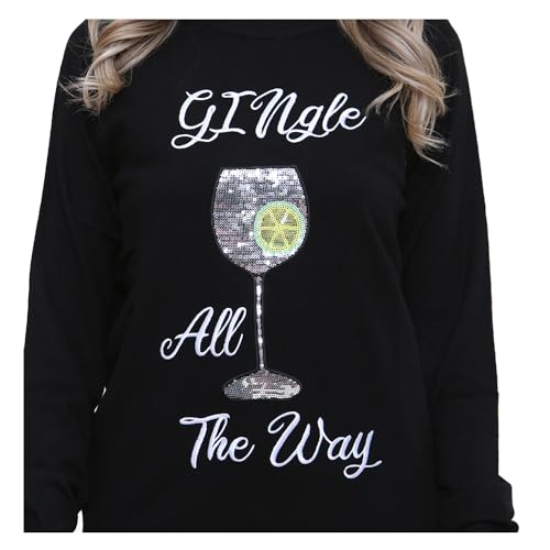 NOROZE Women's Christmas Tops Sweatshirts Sequin Jingle Bells HoHoHo Pug Mrs Claus Xmas Jumper