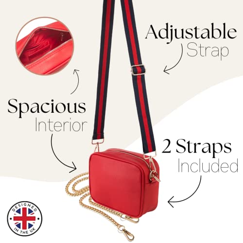 Lily England Ladies Cross Body Bag - Handbag with Adjustable Wide Strap & Gold Purse Chain - Multipurpose Shoulder & Crossbody Bags for Women