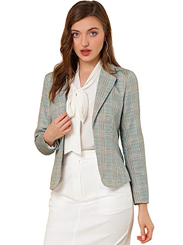 Allegra K Women's Suit Suede Blazers Notch Lapel Open-Front Allover Printed Blazers Jackets for Women