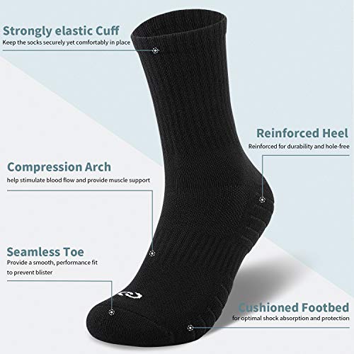 coskefy Cotton Sports Socks Cushioned Running Socks Trainer Socks for Men Women Walking Hiking Trekking Socks, 6 Pairs x black