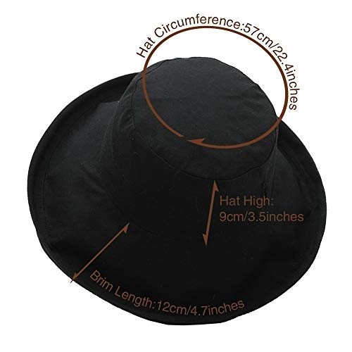 Anycosy Cotton Bucket Hat Women Summer Outdoor Floppy Sun Cap Packable with Big Wide Brim