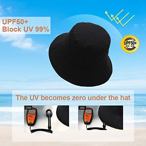 Anycosy Cotton Bucket Hat Women Summer Outdoor Floppy Sun Cap Packable with Big Wide Brim