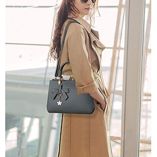 URAQT Womens Handbags, New Top Handle Bag, PU Leather Ladies Shoulder Bag Messenger Bag with Exquisite Metal Pendant, Fashion Tote Bag for Casual & Work, Mother's Day Gift