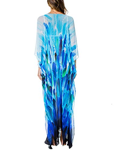 Bsubseach Chiffon Print Shirt Dress Beach Cover Up Loose Turn Down Collar Long Sleeve Bikini Kaftan Cover Ups for Swimwear Women