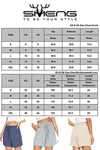SMENG Ladies Shorts Size 16 Summer Solid Womens Shorts Workout Drawstring Shorts Lounge with Pockets Loose Casual Hot Pants