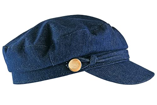 Sock Snob Ladies Cotton Casual Peaked Denim or Corduroy Baker Boy Hat Fiddler Cap with Rope
