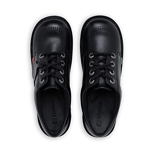 Kickers Unisex Kid's Kick Lo Leather School Shoes,BLACK PATENT