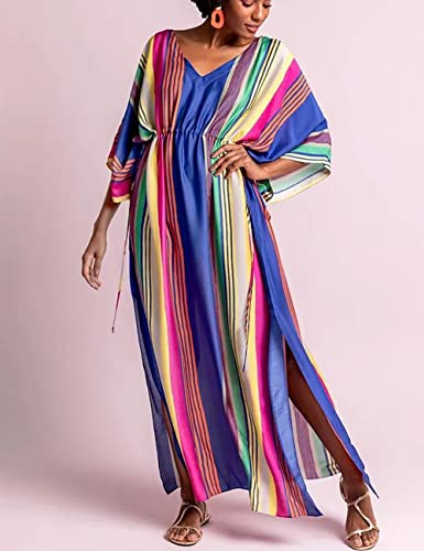 Bsubseach Swimsuit Cover Up for Swimwear Women Kaftan Dresses Summer Caftan with Drawstring