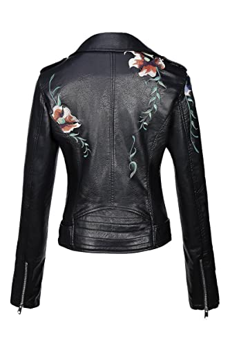 Bellivera Womens Faux Leather Casual Jacket Moto Fall Clothes Coat