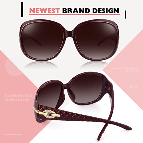 CGID Sunglasses Womens Ladies Polarised Retro Designer Sun Glasses Brown Big Frame Oversized Shades UV Protection Goggles