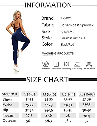 RIOJOY Backless Sports Bandage Romper Playsuit Yoga Jumpsuit for Women All in One Gym Wear