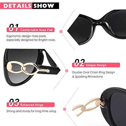 CGID Sunglasses Womens Ladies Polarised Retro Designer Sun Glasses Brown Big Frame Oversized Shades UV Protection Goggles