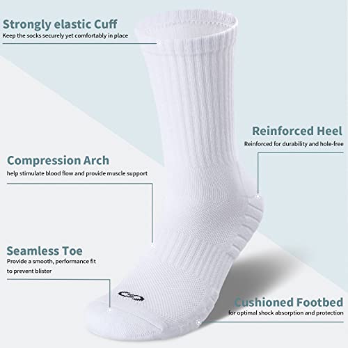coskefy Cotton Sports Socks Cushioned Running Socks Trainer Socks for Men Women Walking Hiking Trekking Socks, 6 Pairs x black