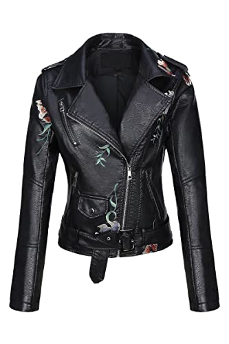 Bellivera Womens Faux Leather Casual Jacket Moto Fall Clothes Coat
