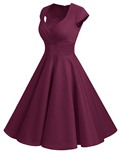 bbonlinedress Women's 50s 60s A Line Rockabilly Dress Cap Sleeve Vintage Swing Party Dress Blush