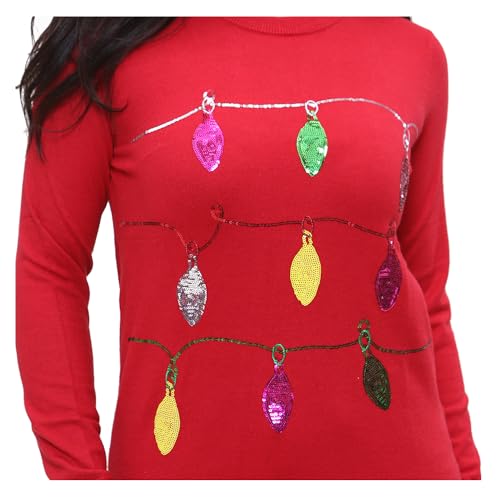 NOROZE Women's Christmas Tops Sweatshirts Sequin Jingle Bells HoHoHo Pug Mrs Claus Xmas Jumper