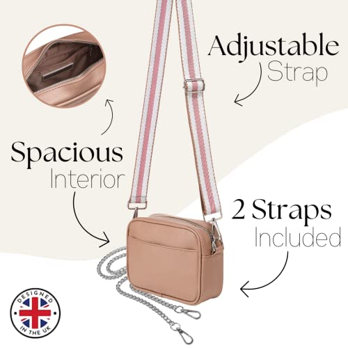 Lily England Ladies Cross Body Bag - Handbag with Adjustable Wide Strap & Gold Purse Chain - Multipurpose Shoulder & Crossbody Bags for Women