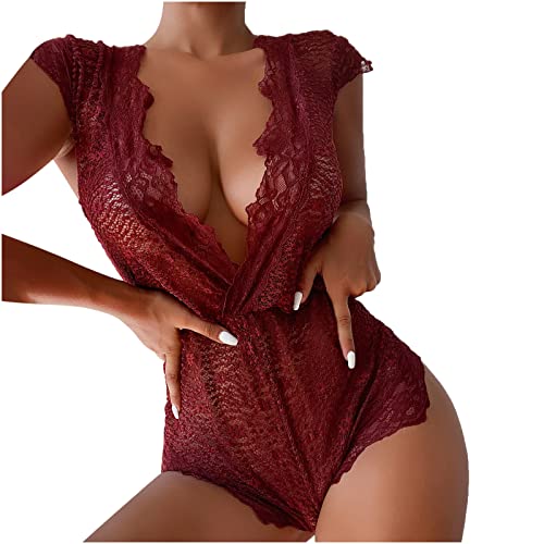 AMhomely Lingerie for Women Naughty Lace Lingerie Teddy Bodysuit Lingerie