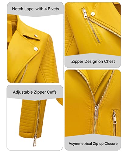 Bellivera Womens Faux Leather Casual Jacket Moto Fall Clothes Coat