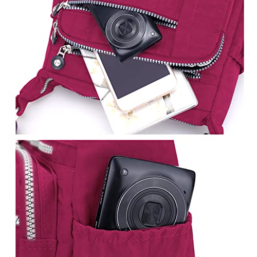 Womens Multi Pocket Casual Canvas Crossbody Bag Travel Purse Messenger Handbag for Shopping Hiking Daily Use