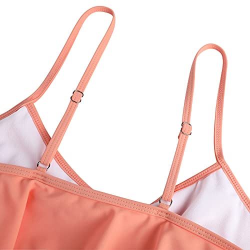 Genfien Swimsuit for Women Two Piece Bathing Suits Ruffled Flounce Top with High Waisted Bottom Bikini Set