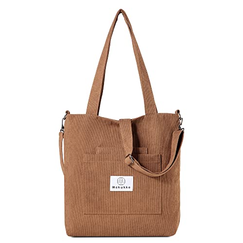 Makukke Corduroy Totes Bag - Women's Shoulder Handbags Big Capacity Shopping Bag