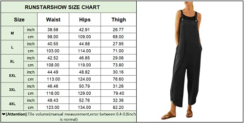 Runstarshow Womens Summer Casual Spaghetti Strap Sleeveless Baggy Jumpsuit Dungarees Wide Leg Loose Overalls Rompers