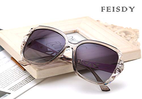 FEISEDY Oversized Polarised Square Sunglasses Sparkling Composite Large Frame Ladies Sunglasses Classic Womens Sunglasses