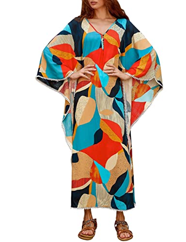 Bsubseach Swimsuit Cover Up for Swimwear Women Kaftan Dresses Summer Caftan with Drawstring