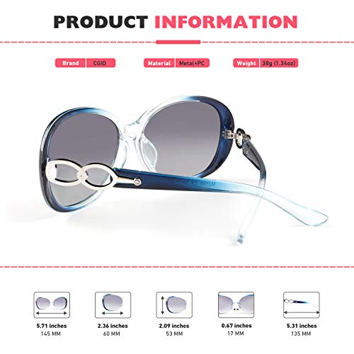 CGID Sunglasses Womens Ladies Polarised Retro Designer Sun Glasses Brown Big Frame Oversized Shades UV Protection Goggles