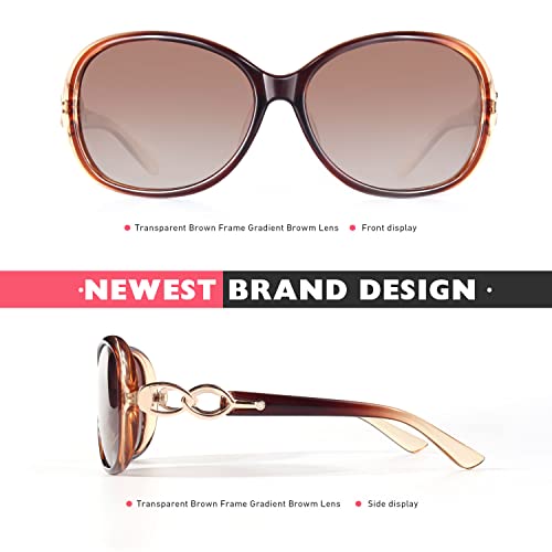 CGID Sunglasses Womens Ladies Polarised Retro Designer Sun Glasses Brown Big Frame Oversized Shades UV Protection Goggles