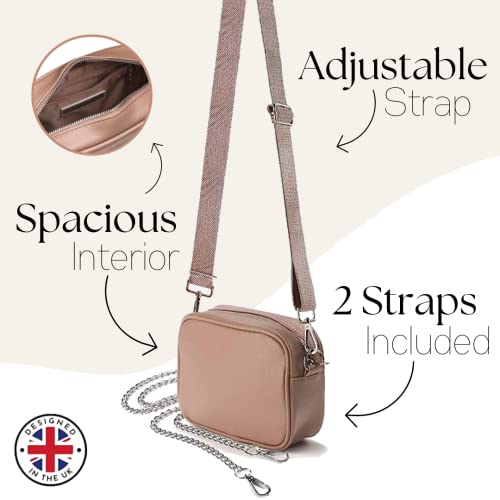 Lily England Ladies Cross Body Bag - Handbag with Adjustable Wide Strap & Gold Purse Chain - Multipurpose Shoulder & Crossbody Bags for Women