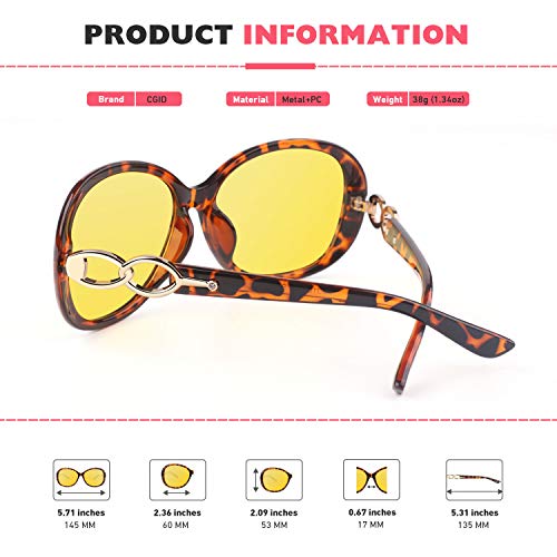 CGID Sunglasses Womens Ladies Polarised Retro Designer Sun Glasses Brown Big Frame Oversized Shades UV Protection Goggles