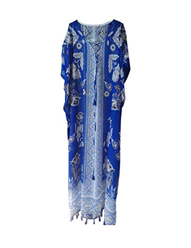 Bsubseach Chiffon Print Shirt Dress Beach Cover Up Loose Turn Down Collar Long Sleeve Bikini Kaftan Cover Ups for Swimwear Women
