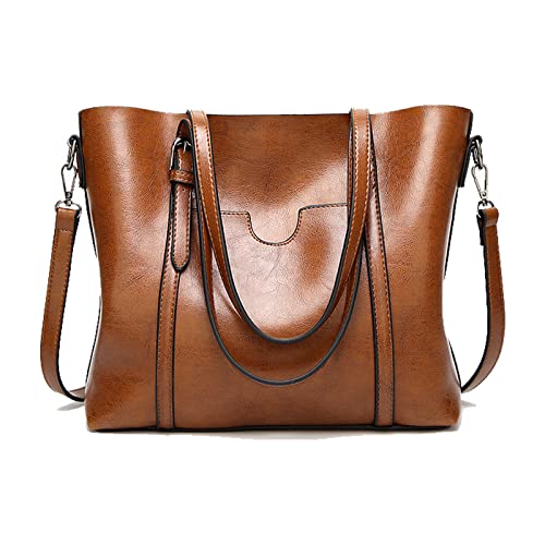 Aileese Womens Soft Leather Handbags Large Capacity Retro Vintage Top-Handle Casual Tote Shoulder Bags