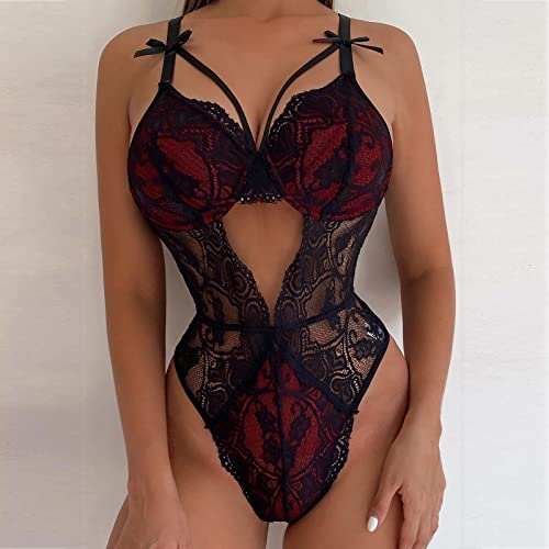 AMhomely Lingerie for Women Naughty Lace Lingerie Teddy Bodysuit Lingerie