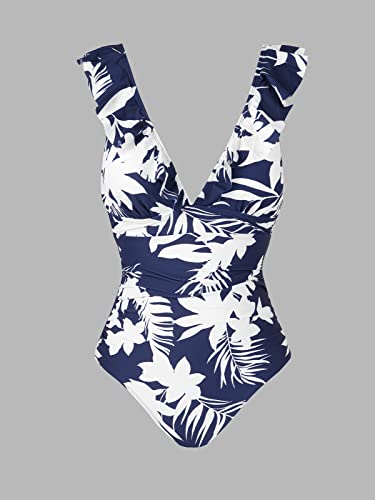 CUPSHE Women One Piece Swimsuit Ruffled Lace Up Beach Swimwear Tummy Control Swimming Costume Bathing Suit