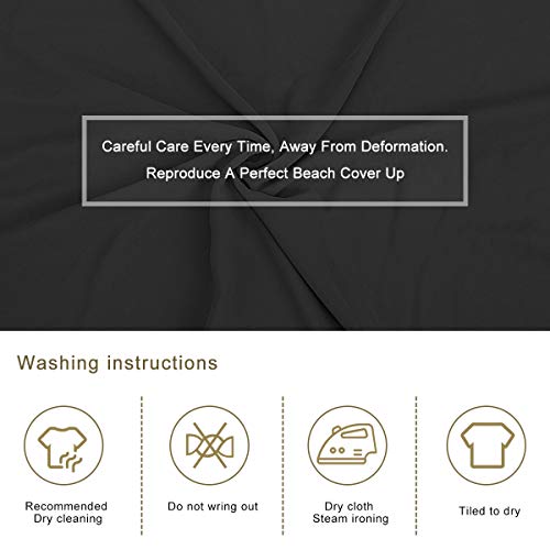 Women's Chiffon Tassel Swimsuit Summer Beach Cover Up Swimwear Dress Beachwear (Black)